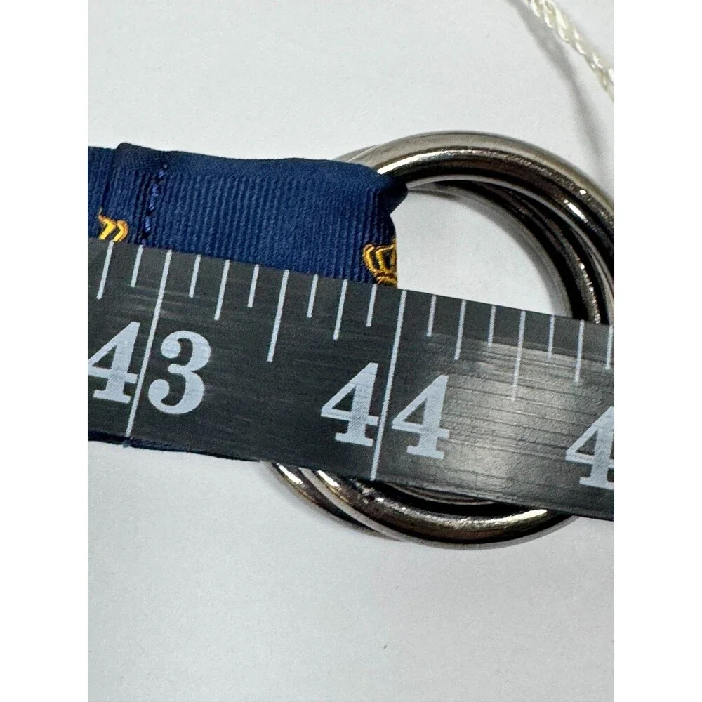 RODA Ribbon Belt Men Unisex Medium Navy Blue Maltese Cross D Ring Preppy Classic